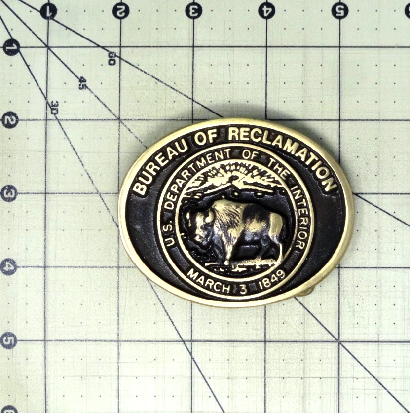 Oficina de Reclamación Departamento de Interior de Estados Unidos Uniforme Hebilla de Cinturón De Colección Latón.GMP633 Foto 3 de 4