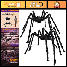 5 Ft Halloween Giant Black Spider Decor - Scary Outdoor Props for Yard  Party