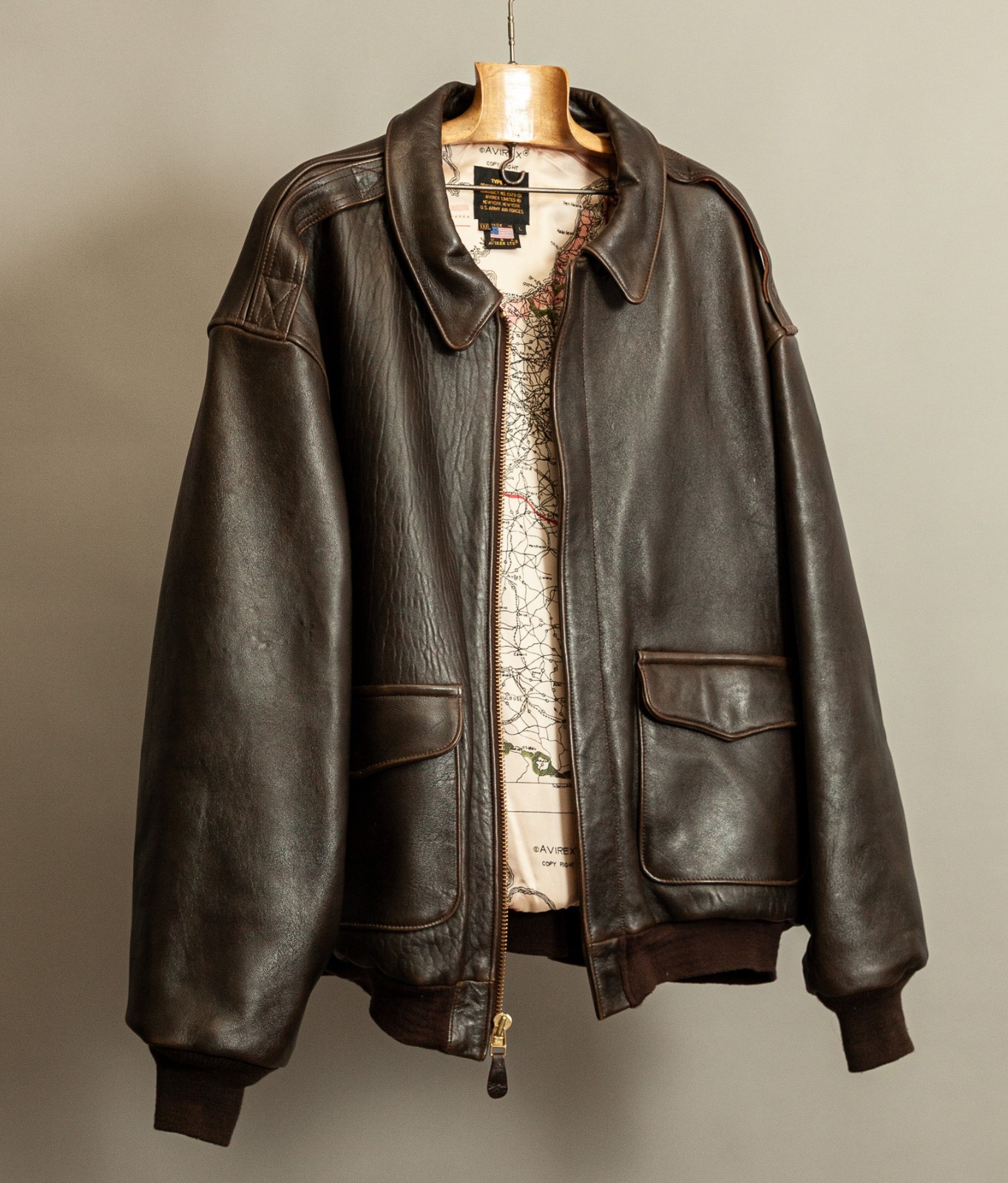 Vintage 1990s Avirex A2 Leather Flight Jacket 3XL