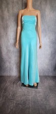 Cache Vintage Strapless Formal Evening Gown Dress Blue Corset Back Beaded S/M