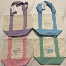 Trader Joe  s Mini Pastel Canvas Tote Bag Set Of 4 Colors Limited New With Tag 