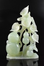 F7449: Japanese Stone jade/jewels Gourd sculpture ORNAMENTS object art work
