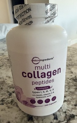 Microingredients Multi Collagen Peptides Types I-V-X 240 Capsules Gluten-Free