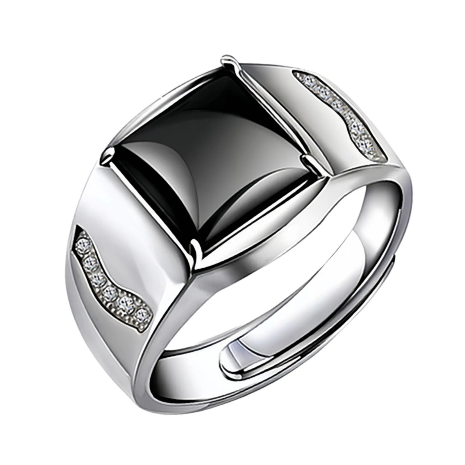 Anillo de simplicidad ajustable de plata de ley 925 - Joyería de moda para hombre