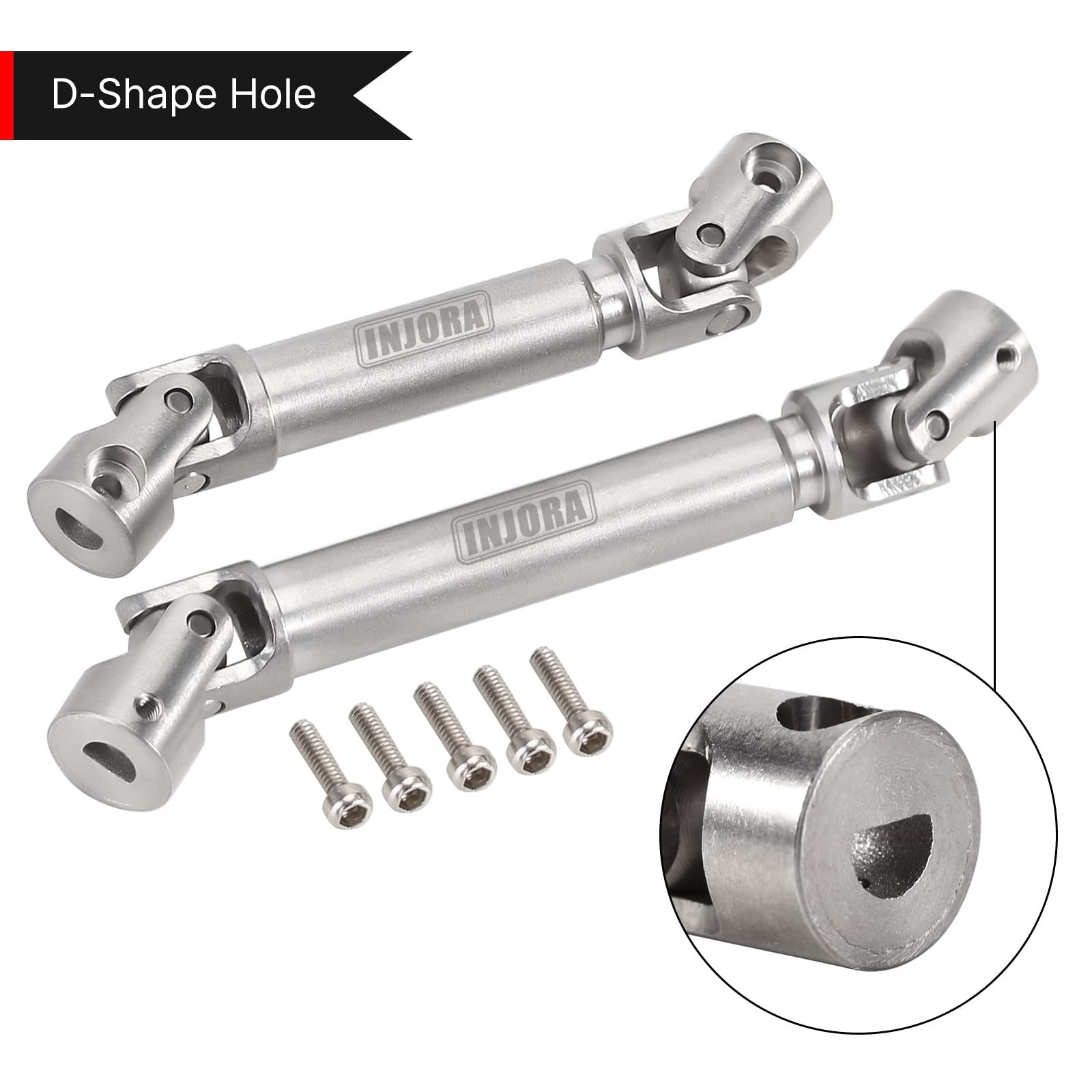 INJORA Drive Shaft D-Shaped Hole Stainless Steel Center Drive Shaft for Axial...