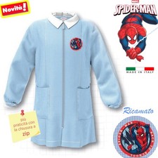 Grembiule Asilo Spiderman 5 anni Zip 110 cm tg.60 Azzurro Quadretti G403ZIP con 