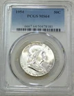 1954 P Franklin Half Dollar PCGS MS64 Frosty White 95% FBL PQ New Holder #S310C
