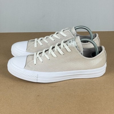 Converse Chuck Taylor All Star Leather Metallic Sneakers Womens 7 Beige Gold