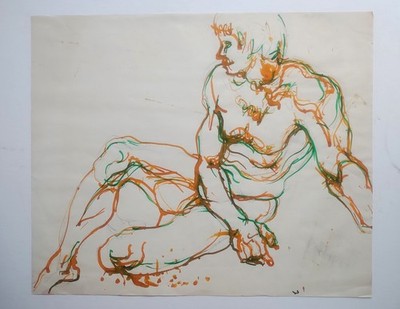 Figure Drawing, circa 1967, Color Ink Markers, 17'' x 14'' Glazier (Listed Artist)