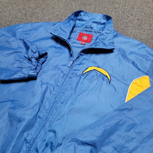 Vintage LA Chargers Jacket Mens 2XL XXL Powder Blue Track Windbreaker Coat Y2K