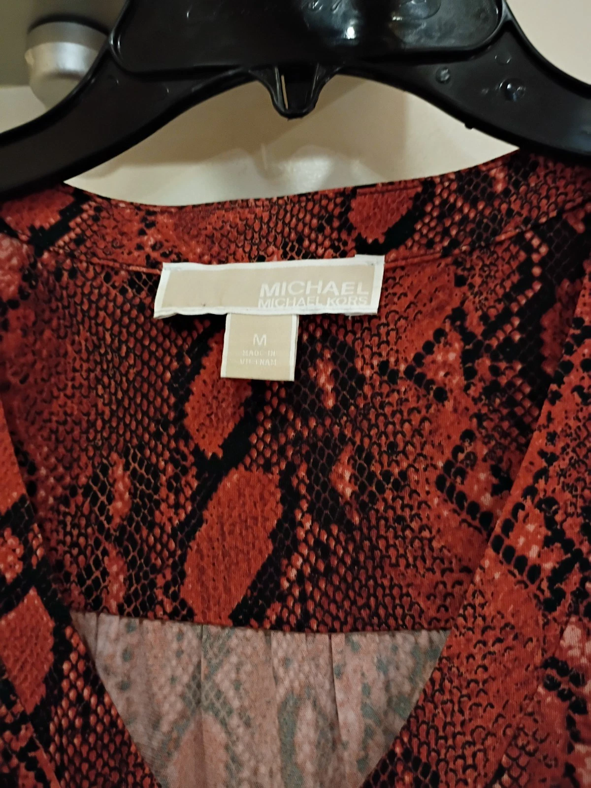 Abito MICHAEL KORS in jersey a catena arancione con stampa serpente logo oro Taglia M