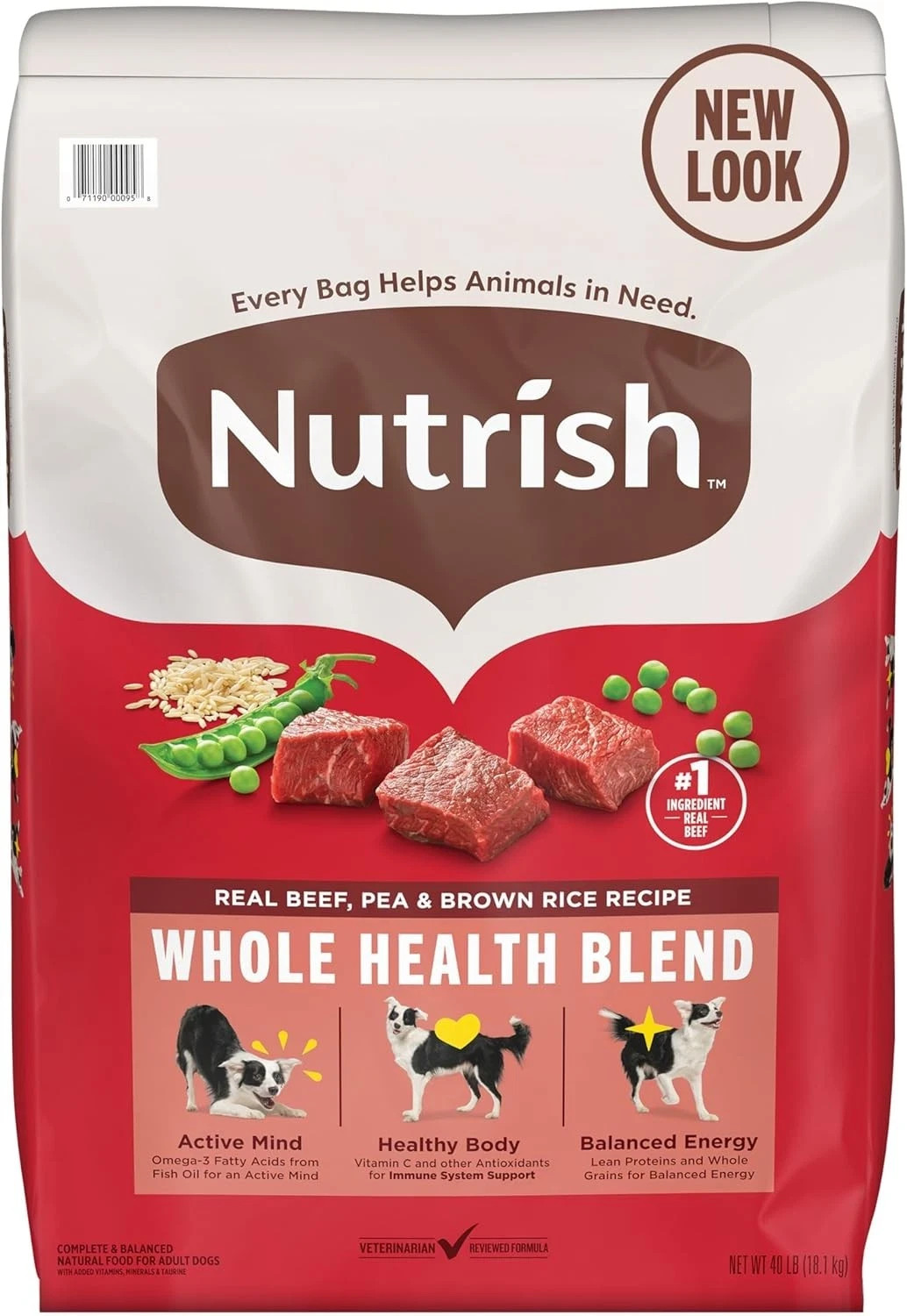 Nutrish Rachael Ray Natural Adult Dry Dog Food, Beef, Pea & Brown Rice, 40 lb