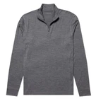 Sunspel - Fine Sweater 100% Merino Wool Half Zip Gray Mélange Size M - New