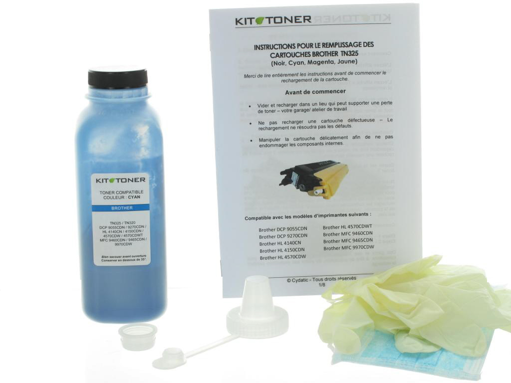 Recharge toner compatible Cyan Brother DCP L8400CDN kit de poudre pour impression laser
