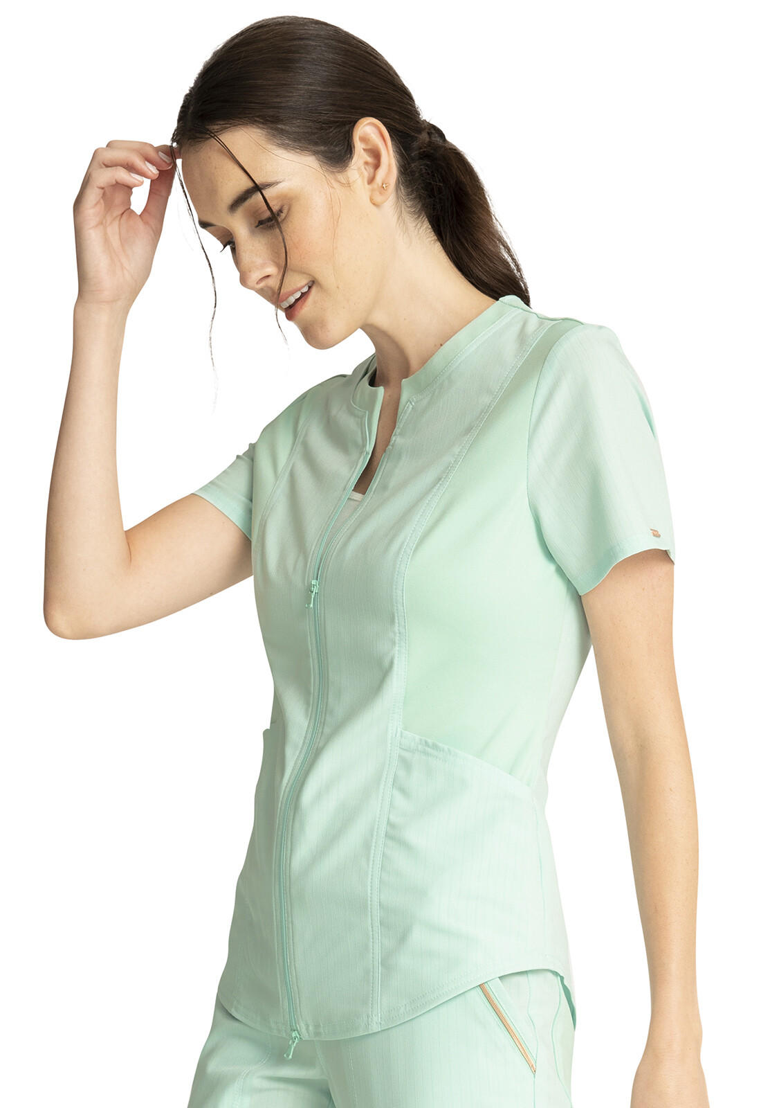 Minty Meadow Cherokee Scrubs Statement Zip Front Top CK931 MTYM eBay