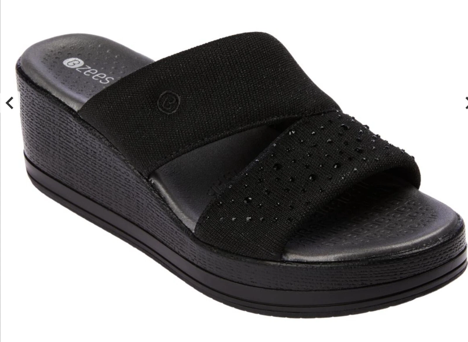 Bzees Riviera Machine Washable Wedge Sparkle Slides Sandal CHOOSE size & color