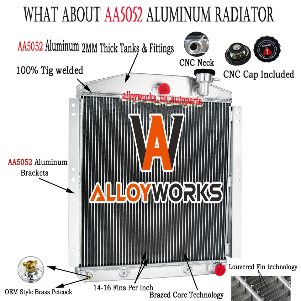 4 Rows Radiator For 1948-1954 Chevy GMC Truck 3100 3600 3700 3.7L/3.8L/4.1L/4.3L Foto 2 de 4