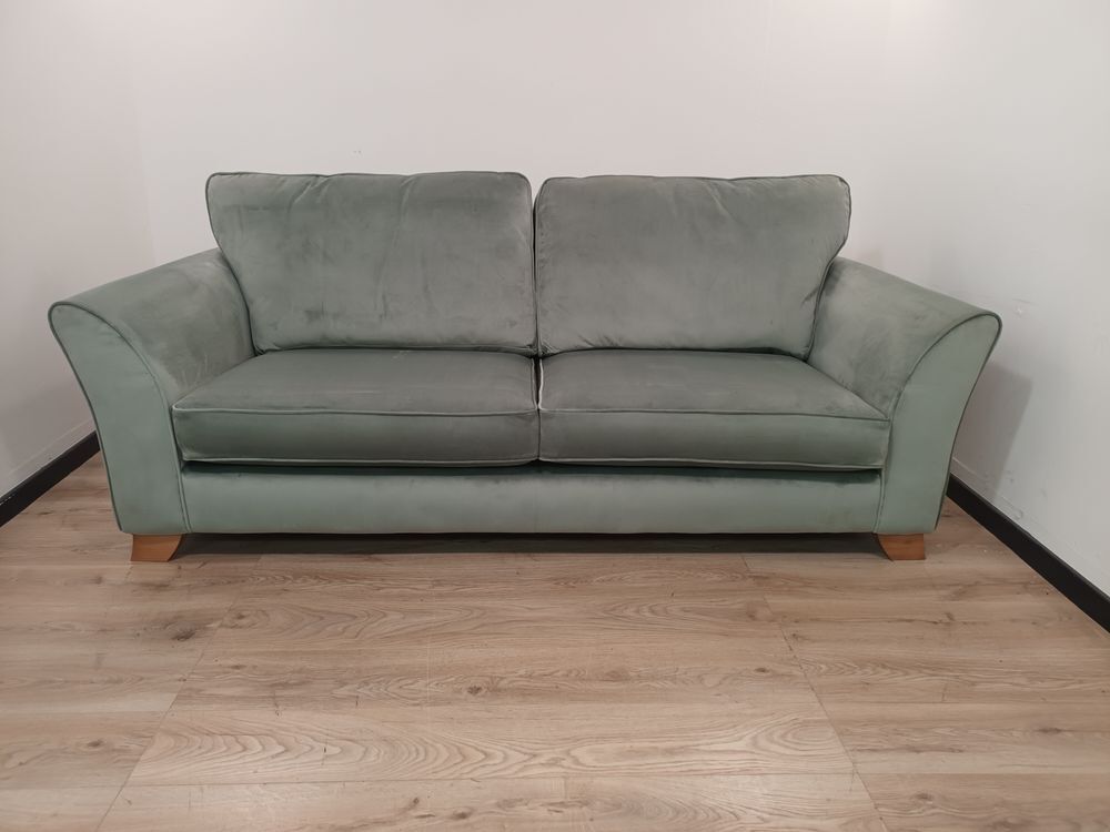 Oak Furnitureland Claremont Green Velvet 3 Seater High Back Sofa RRP £