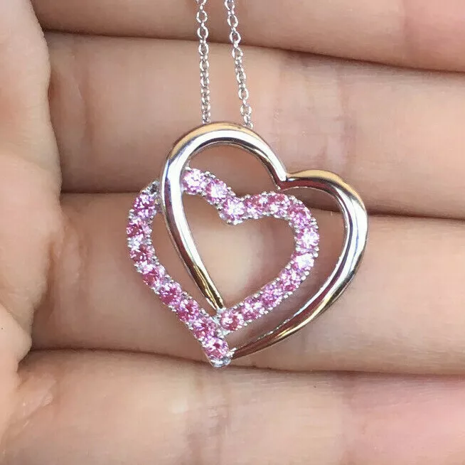 Lab created pink sapphire necklace deals