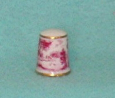 Vintage Bone China Porcelain Thimble with Rural Scene AK Kaiser 