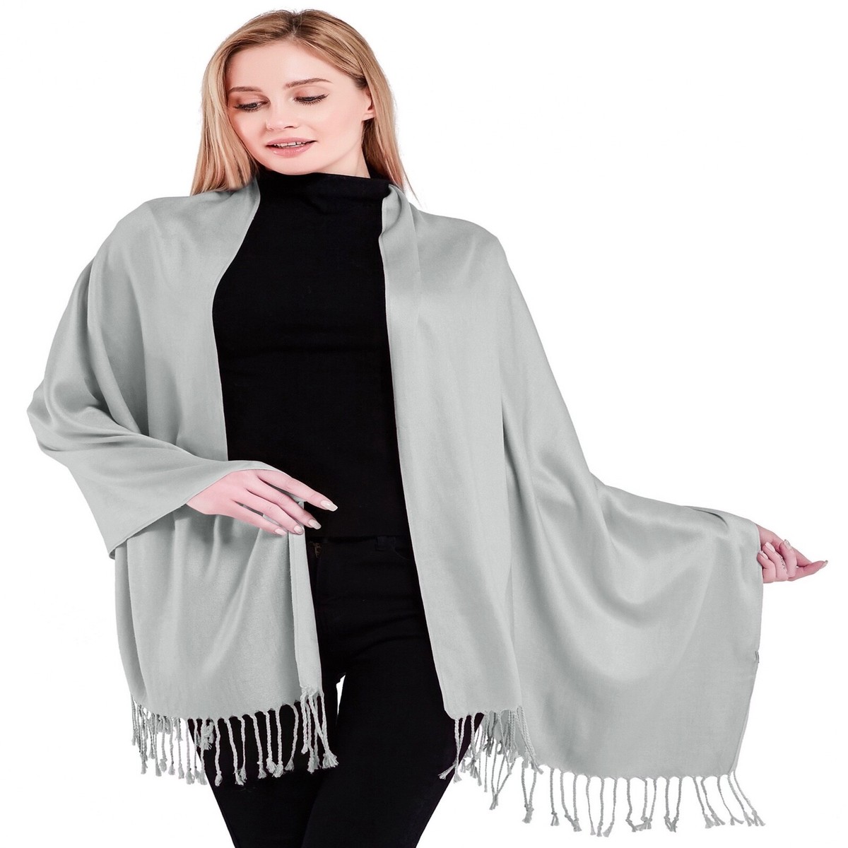 CJ Apparel Silver Grey Solid Color Shawl Seconds Scarf Stole Wrap