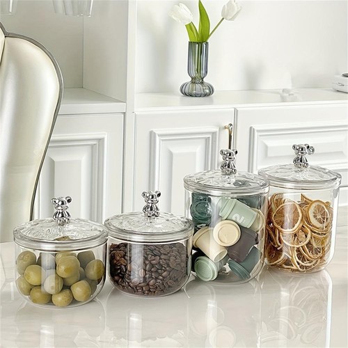 Luftdicht Kunststoff Lebensmittel Aufbewahrung Glas mit Deckel Küche Speisekammer Tee Süßigkeiten Organizer - Bild 7 von 28