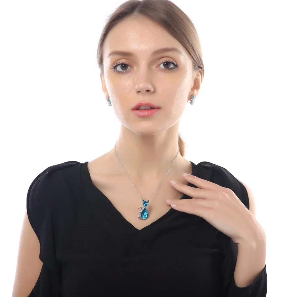 Collana argento Swarovski Element originale G4Lov cristallo gatto micio felino - Immagine 4 di 4