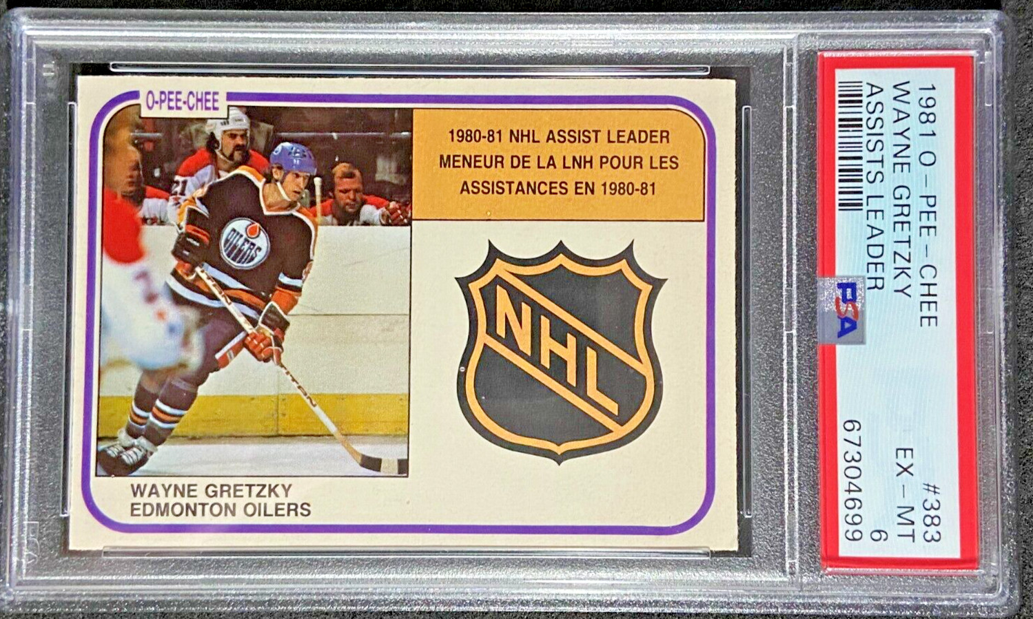 Wayne Gretzky LL 1981-82 O-Pee-Chee #383 OPC Edmonton Oilers NHL PSA 6 EX-MT