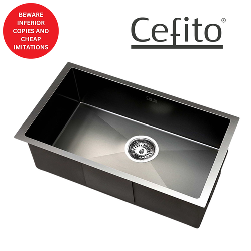 Cefito 450x300mm Stainless Steel Sink Single Wash Basin Bowl Utility Mount Black - Picture 11 of 13