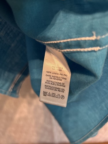 Michael Kors Linen Button Down Short Sleeve W/ Pockets Beach/Cruise Shirt Size M - Picture 14 of 15
