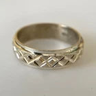 Vintage 925 Sterling Silver Etched Design Men's Shiny Band Ring Size 9.75