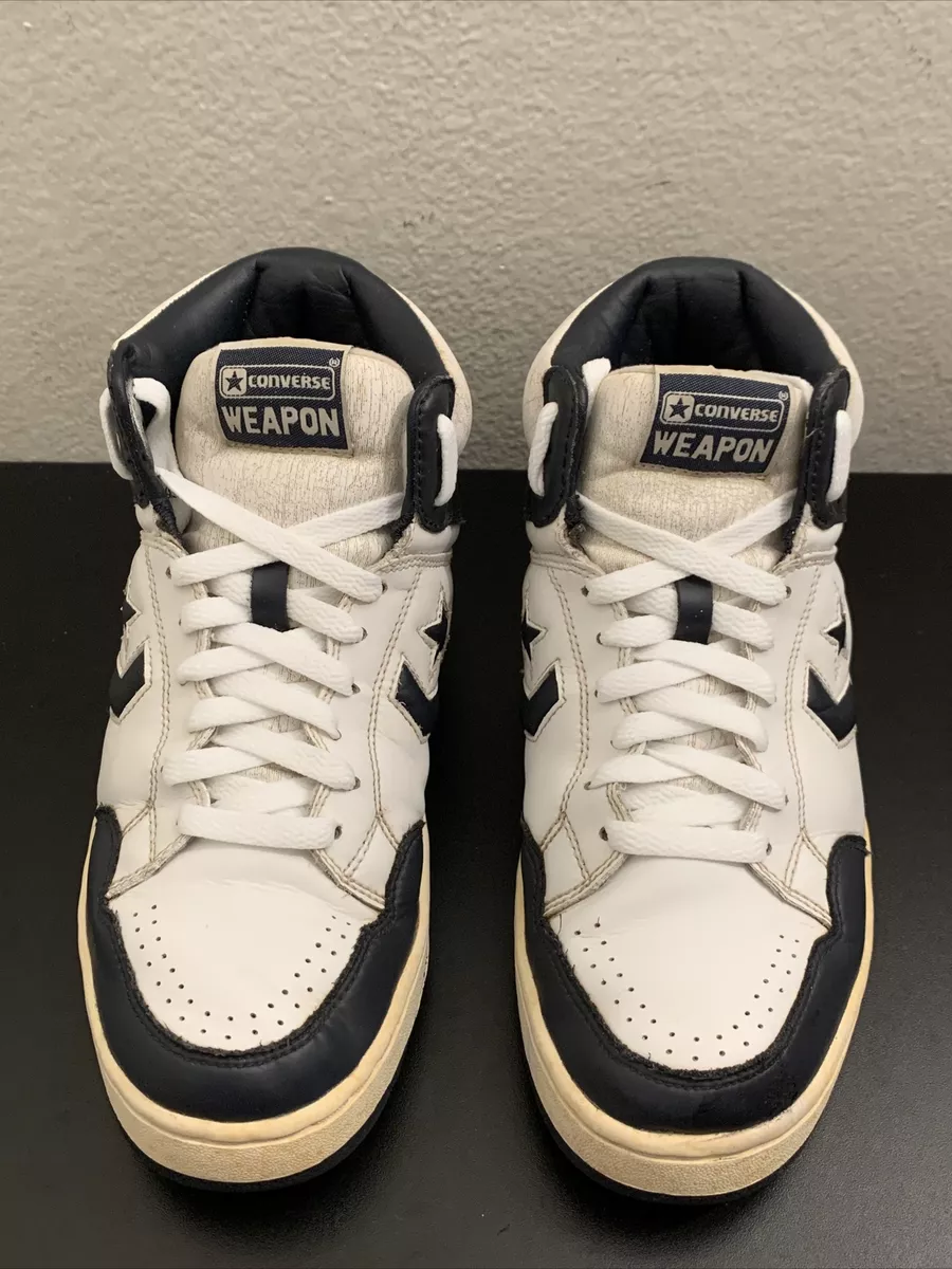 Vtg Converse Weapon 86 SKU 1H795 White Navy Men Sz 8.5