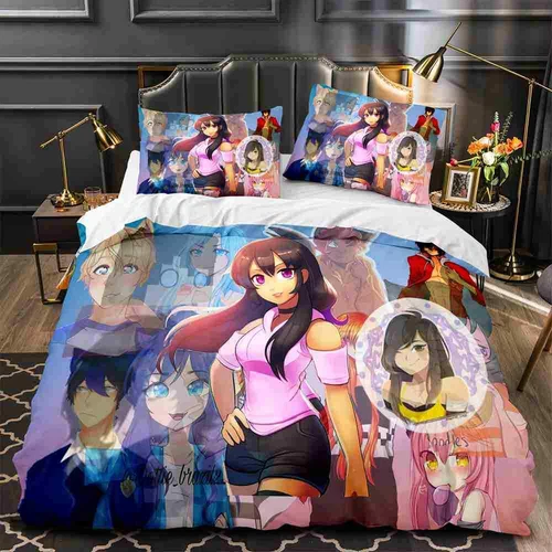 Juego de Sábanas 3D Aphmau Personajes Dibujos Animados 80x80 Funda de Almohada Funda Nórdica 135x200 - Imagen 8 de 11