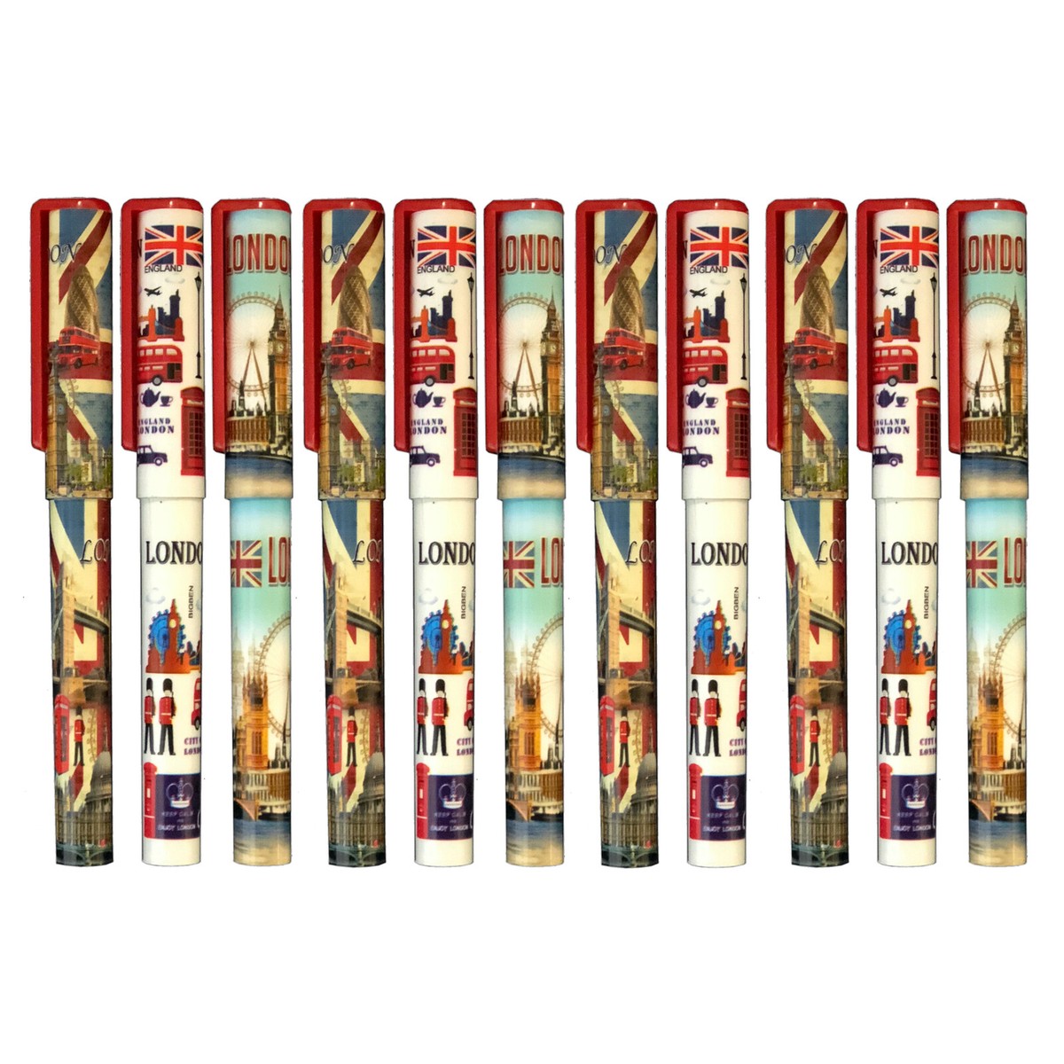 12 London Scene Pen Famous British Souvenir Pen Union Jack UK