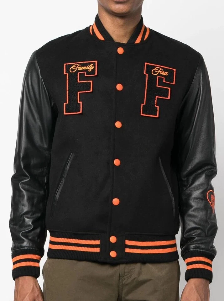 Nueva Chaqueta Universitaria FAMILY FIRST MILANO Logo-Parche Panelado JBF2201 Negra - LG Foto 2 de 4