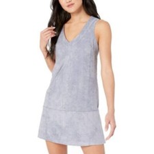 Bishop + Young Womens Medium M V-Neck Faux Suede Mini Shift Dress