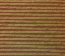 KASLEN CHENILLE STRIPE DESERT NATURAL RUST HEAVY UPHOLSTERY FABRIC BY THE YARD