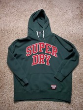Superdry Hoodie Size 4 Womens Green Stitched Long Sleeve Pullover Sweatshirt