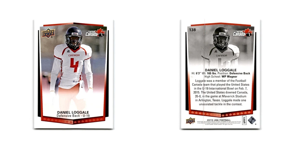 Daniel Loggale 2015 Upper Deck USA #138 Canada Football Card NM - Image 3 of 3