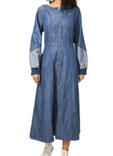 White Stuff Jasmine Denim Midi Shirt Dress size 20 Pockets Mid Denim Blue Lghtwt
