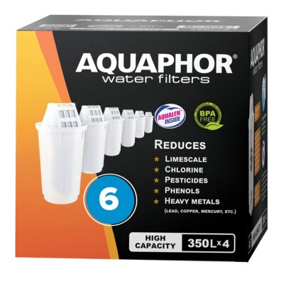 6x ORIGINAL AQUAPHOR Wasserfilter A5H für hartes Wasser (350l), EXTRA KALKSCHUTZ