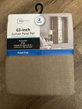 Mainstays 63-inch 2 Panel Pair Rod Pocket Beige 40 inch W x 63 inch L New