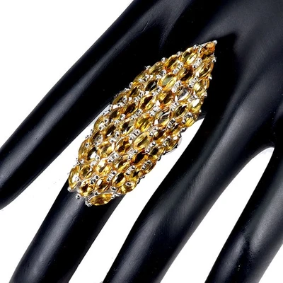 925 Sterlingsilber Ring Marquise Citrin Natürlicher Edelstein Schmuck Größe 8 - Bild 1 von 4