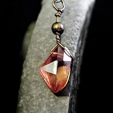 26206 Handmade Wire Wrapped Brown Crystal Necklace Pendant/Charm