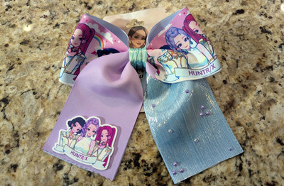 Girls Large 7'' Huntrix Hair Bow Clip Iris Creations Lavender Blue