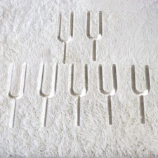 Crystal Soul Clear Crystal Singing Fork Set 440Hz Customizable with Bag