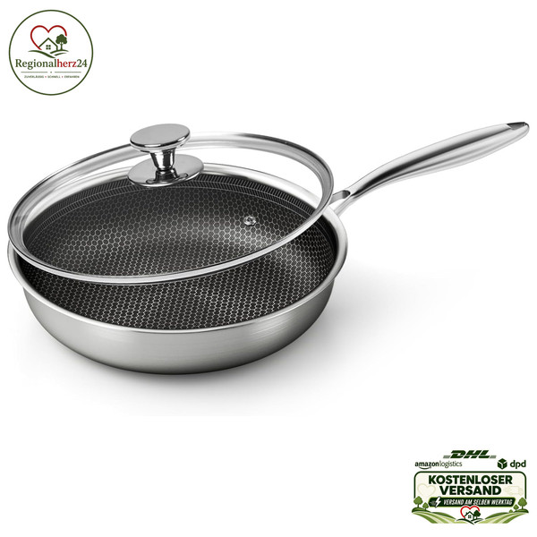 Antihaft Pfanne Edelstahl 28 Cm Induktion Mit Deckel Kratzfest Pfoa-Frei-image