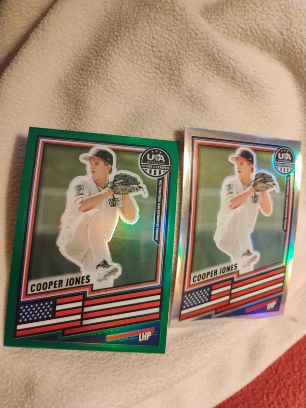 2026Panini USA Stars & Stripes Cooper Jones 2 Card Lot Green & SilverPrizm No.98
