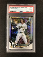 Nick Kurtz 2025 Bowman Chrome Mega Box #93 Mojo Refractor RC PSA 9 EV