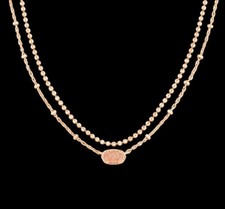 New Kendra Scott Emilie Multi Strand Rose Gold Necklace - Sand Drusy